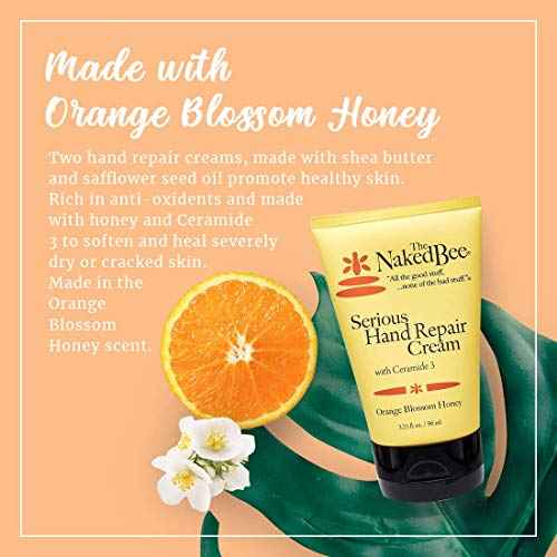 The Naked Bee Orange Blossom Honey with Ceramide 3, Serious Hand Repair Cream Lotion - 2 Pack
