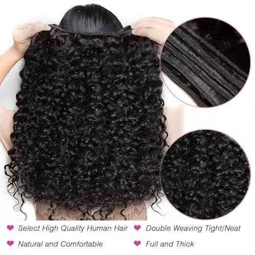 VIPbeauty Burmese Curly Human Hair Bundles One Curly Bundles Human Hair 100% Unprocessed Burmese Raw Hair Extension Natural Color Spiral Hair Weft Extensions Quick Weave Bundle 16 Inch