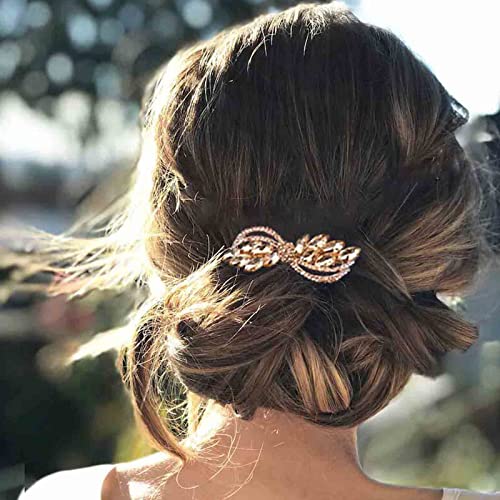 Vintage Crystal Hair Clip Gold Rhinestone Hair Barrette Sparkle Cz Head Clip Crystal Wedding Headpieces Bridal Hair Accessories for Women and Girls
