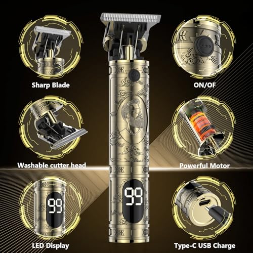 Hair Clippers for Men Cordless Professional Beard Trimmers with LCD Display Electric Grooming Rechargeable Shaver Zero Gapped T/Blade Cutting Kit Gift for Women Men Children