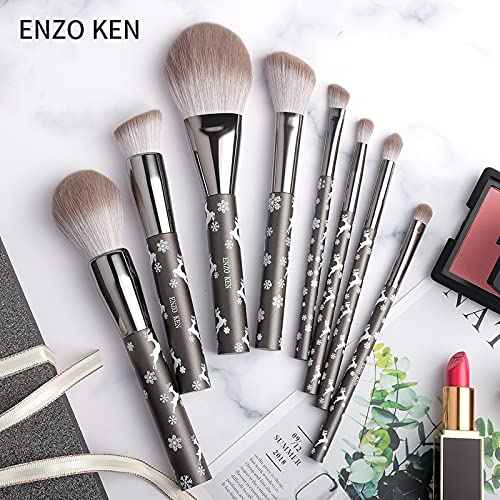 ENZO KEN Natural Goat Hair Makeup Brush Set Professional, Snowflake Cosmetic Brushes Makeup Set, Natural Makeup Brushes, Natural Bristle Makeup Brushes, Natural Hair Makeup Brushes Set Professional.