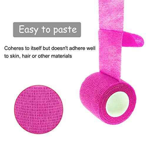 VideoPUP Tattoo Grip Cover Wrap,12PCS Disposable Cohesive Tattoo Grip Cover Elastic Bandage Handle Grip Tube for Tattoo Machine Tattoo Grip Accessories(Phosphor Pink+Purple)