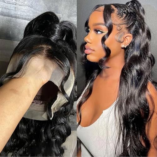 Body Wave 360 Lace Frontal Human Hair 360 Frontal ClosureTransparent HD lace Closure With Baby Hair 150% Density Raw Virgin Human Hair Natural Black 1B Color 18 Inch
