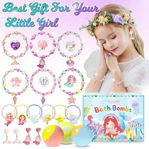 Bath Bombs for Girls Kids with Surprise Inside, 20 Pcs Fun Princess Fizzy Bath Bomb with Jewelry Toys, Mermaid Gifts for Daughter Granddaughter Niece, Girls Gift Set for Birthday Christmas