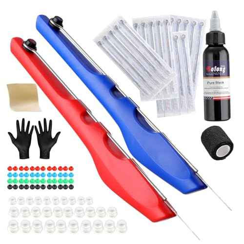 Solong 2PCS Tattoo Poke a Stick Tattoo Kit with Tatoo Ink Gloves Tatoo Needles GK803TN01-US