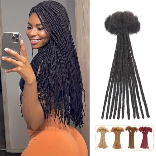 Micro Loc Extensions Human Hair 0.2 cm 14 Inch 30 Strands Dreadlock Extensions Human Hair Loc Extensions Dreads Extensions for Men Women Real Human Hair Locs 1B Natural Black Handmade Permanent Locs