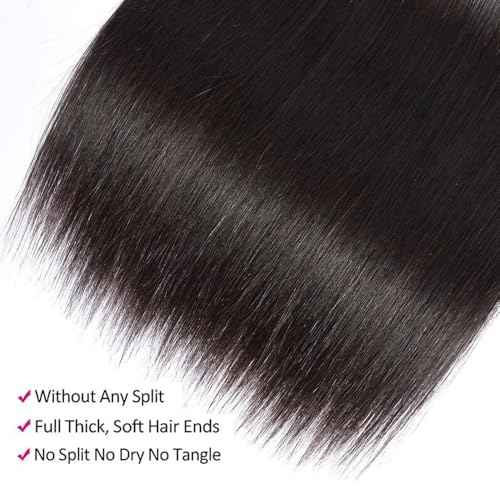10A Straight Bundles Human Hair 16 18 20 Inch 100% Unprocessed Virgin Brazilian Straight Human Hair Weave 3 Bundles Natural Black Color