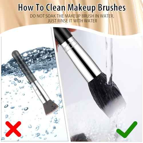 Tanlade 10 Pcs Makeup Brushes Bulk Flat Top Foundation Brush Liquid Cream Powder Foundation Contour Blush Concealer Eye Shadow Blending Liner Make up Kit for Wedding Artist(Black)