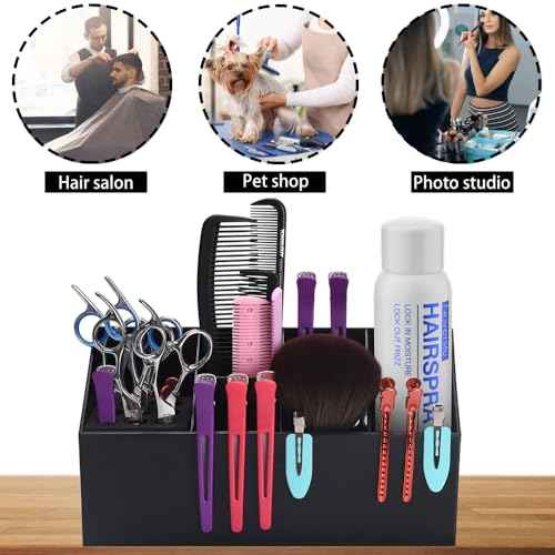 Noverlife Hair Scissors Large Storage Box, Shear Holder for Hair Salon, Scissor Holder, Hairdressing Combs Clips Scissors Professional Hairdressing Combs, Clips, Brushes Storage Racks Tool Box - Black