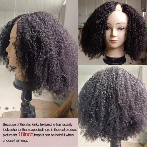 Afro Kinky Curly V Part Wig Human Hair Brazilian Virgin Upgrade U Part Wigs Glueless Afro Curly 180 Density Vpart Wig No Leave Out For Black Women 14Inch