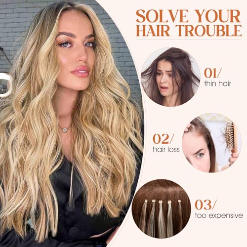 Halo Hair Extensions Real Human Hair, S-noilite Hair Halo Extensions for Women 18inch Ash Blonde/Bleach Blonde Halo Extensions Invisible Wire Hair Extensions