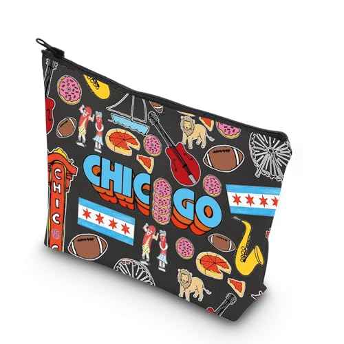 Chicago Souvenir Gift Chicago Welcome Makeup Bag Chicago Travel Zipper Pouch Bag (Chicago bag)