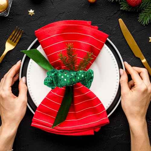 Giegxin 100 Pcs Christmas Scrunchies Bulk Hair Scrunchies Soft Elastic Snowflake Sequins Hair Scrunchy Ties Buffalo Plaid Glittery Rope Ponytail Holder for Women Gifts Xmas Accessories