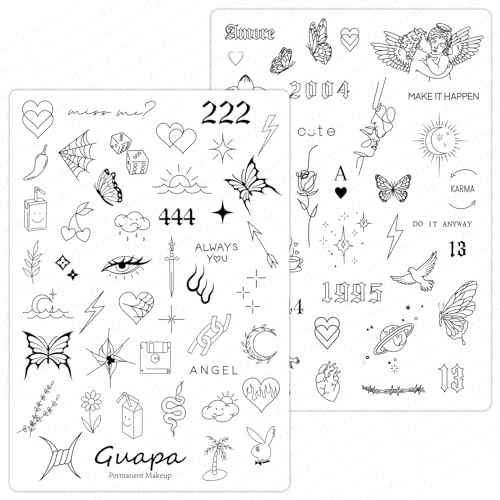 Guapa Silicone Practice Skin Double Side Tiny Tattoo Design Pre-Printed Small Tattoo Practice Pad for Tattoo Training