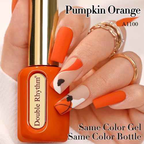 Double Rhythm 0.50 OZ Gel Polish Hema Free Same Color Same Bottle Golden Round Translucent Neutral Natural Milky 15 ML Jelly UV Polish Art DIY at Home (Dark Orange-C1100)