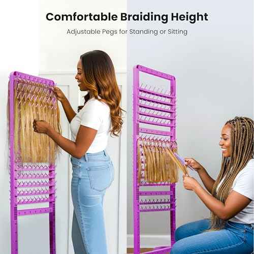 Braiding Hair Rack 280 Pegs, Height Adjustable, Mobile Braid Rack with Wheels, Standing Braider Rack Hair Stand Divider Separator Hair Extension Holder Hanger for Salon Home