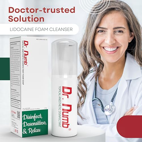 Dr. Numb 4% Lidocaine Foaming Soap with Benzethonium Chloride ? Numbing Wash for Local and Anorectal Uses ? 1.7 oz (5 Bottles)