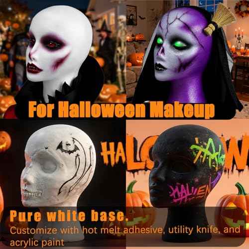 12" 3 Pcs Foam Wig Head - Tall Female Foam Mannequin Wig Stand and Holder for Style, Model And Display Hair, Hats and Hairpieces, Mask - for Home, Salon and Travel