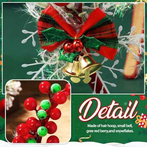 CAKURE Christmas Berry Headband Snowflake Headpiece Xmas Hair Accessories for Party Holiday Headwear (Type C)