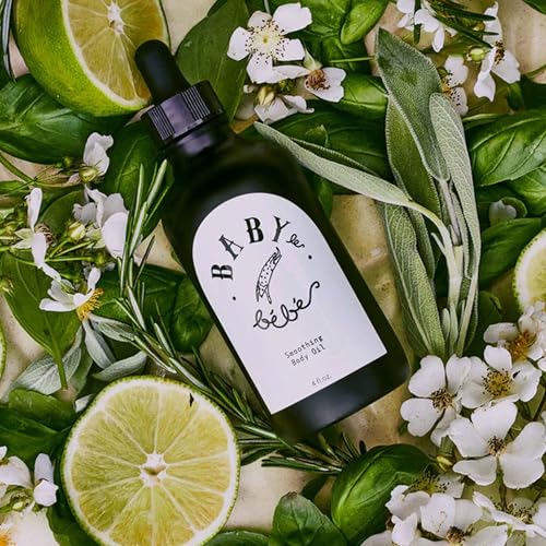 Organic Body Oil Infused with Clary Sage, Rosemary, Bergamot & Basil- Deep Hydration & Nourishing Vegan Moisturizer- 100% Natural & Fast Absorbing - Soothes Dry, Sensitive Skin- 4 fl oz