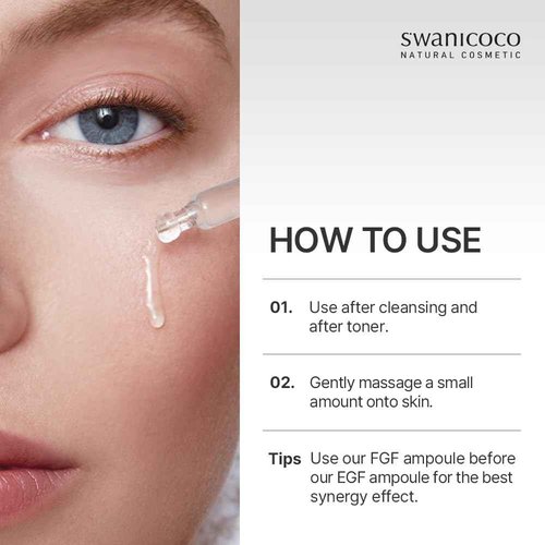 Swanicoco Pregnancy Safe Skincare FGF Pure Ampoule Serum (FGF 10 PPM), Firming Anti Aging, Hyaluronic Acids Glycerin Niacinamide, Improves Dermal Elasticity Reduces Fine Lines Hydrating 30ml 1 Fl Oz