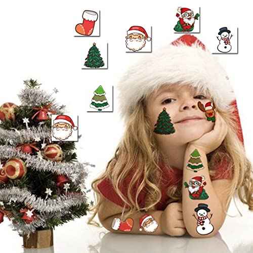 Christmas Temporary Tattoos for Kids - 296 PCS Christmas Individual Tattoos for Kids Christmas Xmas Party Favors, Stocking Stuffer, Christmas Eve Gift