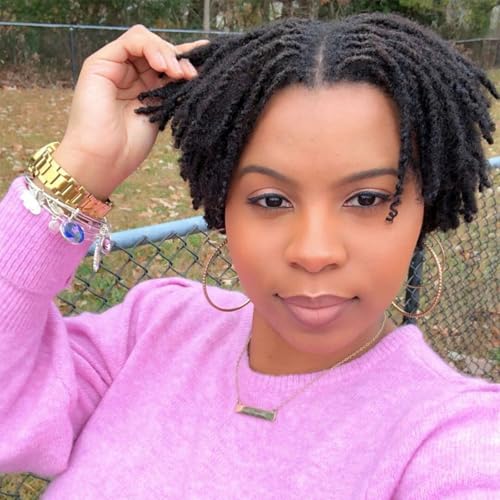 0.6 cm Width 4 Inch 60 Strands Human Hair Loc Extensions, Natural Black 100% Full Handmade Permanent Real Human Hair Dreadlock Extensions for Women/Men/Kids Can Be Dyed Bleached Curled Twisted