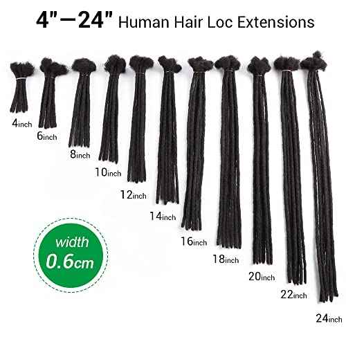 6inch 50 Strands Human Hair Dreadlock Extensions for Women/men 0.6cm Thickness 50 Strands 100% Handmade Can Be Dyed,Curled and Bleached Natural Black Permanent Loc Extensions Real Human Hair