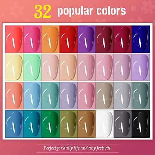 JODSONE Gel Nail Polish Kit with U V Light 36 PCS Classic Black and White Nude and Blue Purple Gel Polish Set with Manicure Tools Suitable for All Sea