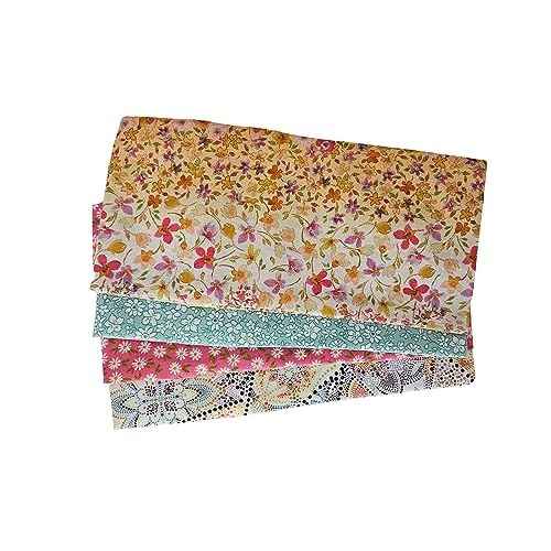 Eye Pillow COVER Pack of (4) Bulk Wholesale - Cotton Washable Fits most Eye Pillows - Yoga Massage Meditation Aromatherapy - yellow aqua pink flowers