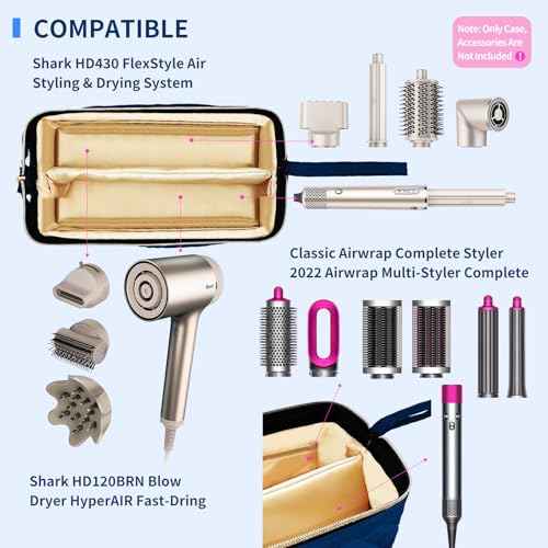 Hair Tools Travel Bag for Shark Flexstyle, Portable Shark Hair Dryer Case, Waterproof Dustproof Shockproof Flat Curling Iron Travel Organizer, Blue