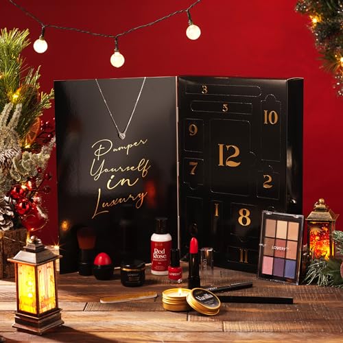 Birthday Gifts for Her, Beauty Treasures 12 Day Makeup Gift Set - Birthday Gift Box With Women's Skincare and Makeup Surprises - Gifts for Women with Unique Surprises