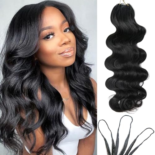 Body Wave Crochet Human Hair Knotless Pre-Separated Braid Virgin Human Hair With String Pre-Looped Reusable Feather Crochet Hair Extensions 18Inch 60g 50Strands