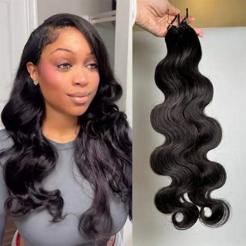 Body Wave Pre Separated Crochet Human Hair Braids Extensions Body Wave Brazilian Virgin Hair for Boho Braiding Knotless Feather Hair Extensions For Black Women Natural Color 16inch 60g