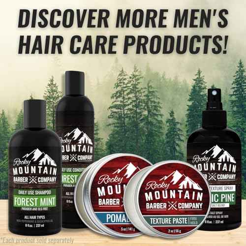 Rocky Mountain Barber Company Pomade for Men - 5 oz Tub Classic Styling Product with Strong Firm Hold for Side Part, Pompadour & Slick Back Looks ? High Shine & Easy to Wash Out ? Water Based