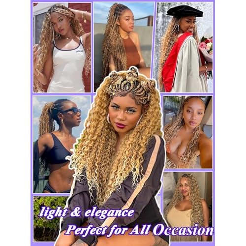 Blonde Bundle Human Hair Color 27 Deep Wave Bundles 100g 24 Inch, Boho Braiding Hair 27 Blonde Hair Bulk Curly for Braids, 12A No Weft 100% Unprocessed Brazilian Virgin Hair