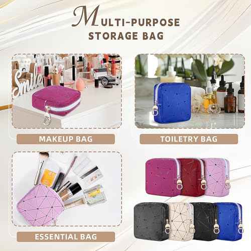4.5" Mini Makeup Bag, Black Small Cosmetics Bag for Purse, Portable Makeup Pouch with Zipper for Women Girls, Christmas/Birthday/Wedding/Party Gifts (Black, Small)
