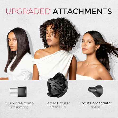 TYMO Diffuser Hair Dryer Blow Dryer - 300 Million Ionic Hairdryer with Diffuser & Comb Attachment for Curly Hair, Professional Blowdryer for Women, Cool Air Button, Small Travel Lightweight, Black