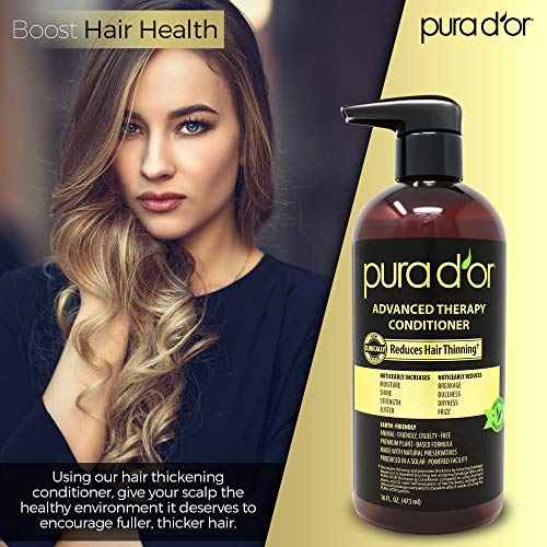 PURA D'OR Advanced Therapy Conditioner (16oz) For Increased Moisture, Strength, Volume & Texture, No Sulfates, Contains Argan Oil & Biotin, All Hair Types, Men & Women (Packaging May Vary)