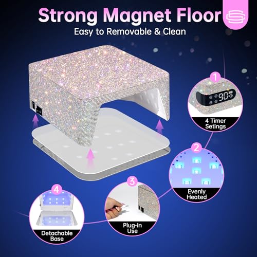 Cordless UV Nail Lamp for Gel Nail Polish 96W, Rechargeable LED Nail Light Professional Nail Dryer with 4 Timer Setting, Touch Control & Auto Sensor, Fast Curing lamp for Salon & Home