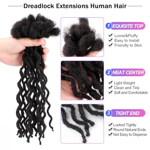 Curly Wave Loc Extensions Human Hair 0.4cm&0.6cm width 6-18 inch 10,30 strands 100% human hair locs extensions for men women Handmade Permanent Dread Extensions0.6cm 10inch 30strands