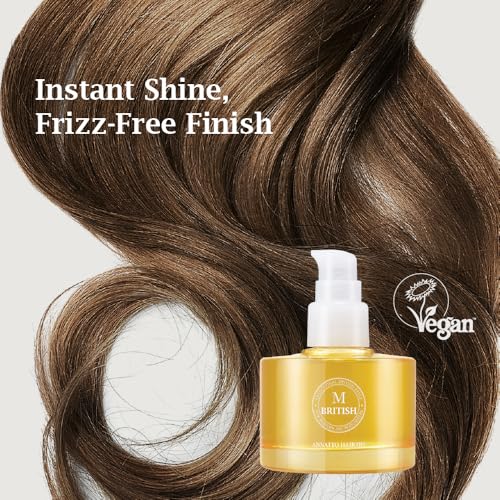 Annatto Hair Oil 4.73 fl. oz ? Frizz-Free Shine, Deep Hydration, Natural Vegan Formula, UV Protection, Salon-Quality for All Hair Types