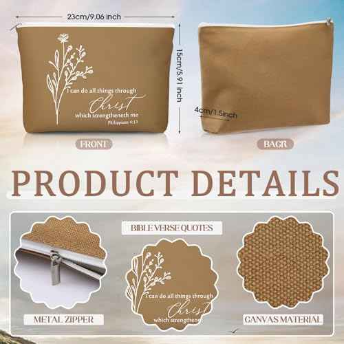 Reginary 10 Sets Thanksgiving Christian Gifts for Women 10 Religious Canvas Makeup Bags 10 Bible Verse Compact Mirrors Inspirational Church Christmas Gifts for Ladies(Neutral Colors,Aesthetic Style)