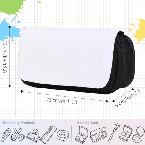 2 Pcs Blank Sublimation Pencil Case Cosmetic Bags Printable Multipurpose DIY Makeup Bags Toiletry Pouch with Removable Flap-Blue