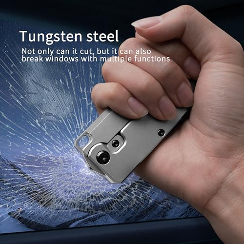 TC347 2-in-1 Titanium Handle Carrot Utility Knife, Hair Beared Comb, Retractable Box Cardboard Cutter EDC Pocket Knives, 10pcs SK5 Replaceable Blade with Pocket Clip, Glass Breaker