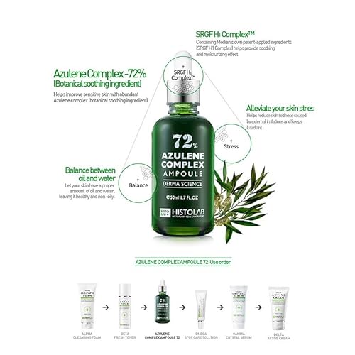 72% Azulene Complex Korean Beauty Facial Serum ? Soothing & Sebum Control Ampoule for Acne & Oily Skin ? Reduces Redness, Swelling & Irritations ? Infused with Tea Tree Oil