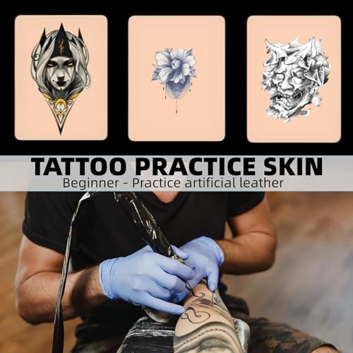 Tattoo Practice Skin Kit, 21-Piece Set Includes 10 Blank Permanent Makeup Tattoo Practice Fake Skins, 10 Transfer Papers, and 1 Transfer Cream, Suitable for Beginners and Experienced Tattoo Artists