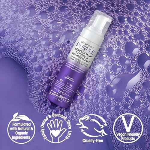 GIOVANNI Color Chic Purple Leave-In Hair Styling & Toning Foam - Purple Foam for Blonde, Gray, Brassy, Fine Hair, Gives Volume & Shine for Women & Men - 7 fl oz (Pack of 1)