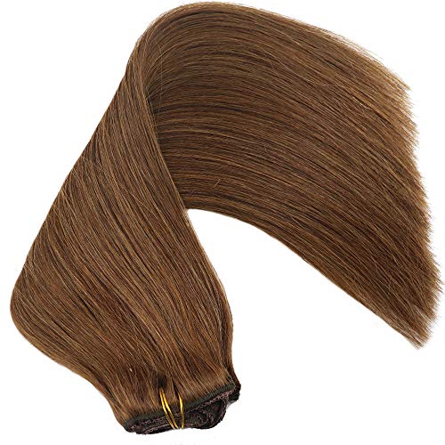 Real Human Hair Lace Clip In Hair Extensions Thick Ends 20inch 120g Color Chocolate Brown Remy Hair Extensions