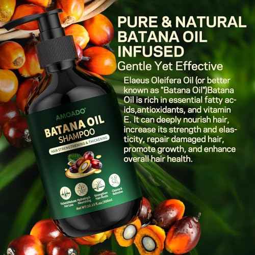 Batana Oil Shampoo for Hair Growth, Strengthening, Thickening, Sulfate Free Hair Shampoo for Women & Men with Thinning Hair & Hair Loss, Infused Rosemary, Tea Tree Oil & Mint, 10.15 fl.oz